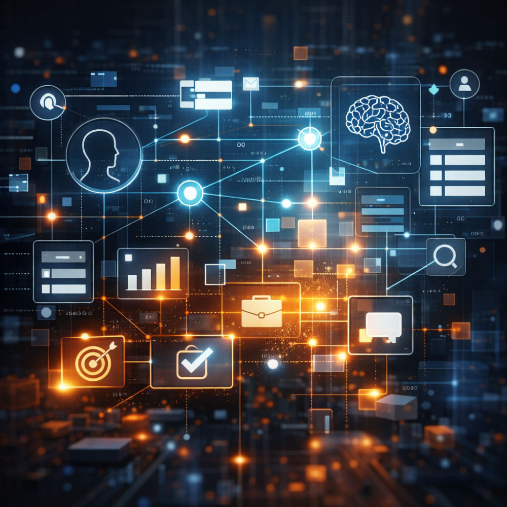 Futuristic AI and data network